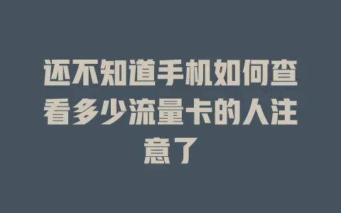 还不知道手机如何查看多少流量卡的人注意了