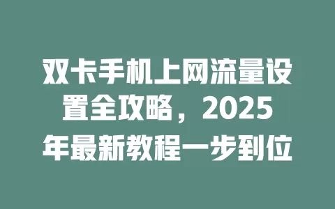 双卡手机上网流量设置全攻略，2025年最新教程一步到位