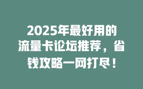 2025年最好用的流量卡论坛推荐，省钱攻略一网打尽！