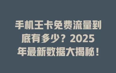 手机王卡免费流量到底有多少？2025年最新数据大揭秘！