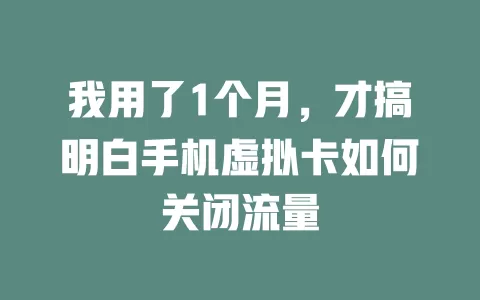我用了1个月，才搞明白手机虚拟卡如何关闭流量