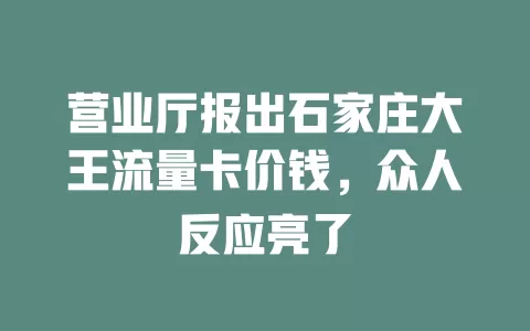 营业厅报出石家庄大王流量卡价钱，众人反应亮了