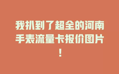 我扒到了超全的河南手表流量卡报价图片！