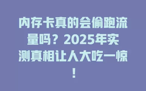 内存卡真的会偷跑流量吗？2025年实测真相让人大吃一惊！