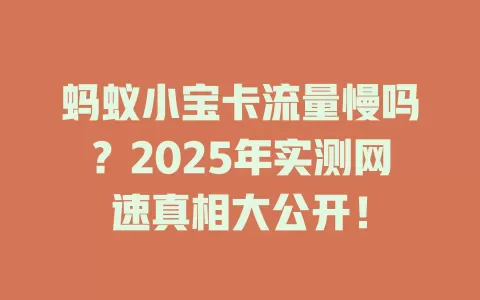 蚂蚁小宝卡流量慢吗？2025年实测网速真相大公开！