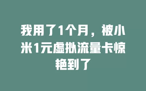 我用了1个月，被小米1元虚拟流量卡惊艳到了