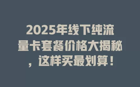 2025年线下纯流量卡套餐价格大揭秘，这样买最划算！