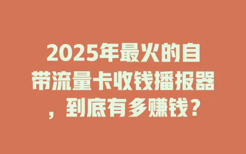 2025年最火的自带流量卡收钱播报器，到底有多赚钱？