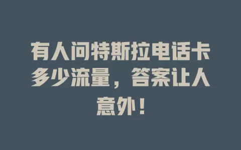 有人问特斯拉电话卡多少流量，答案让人意外！