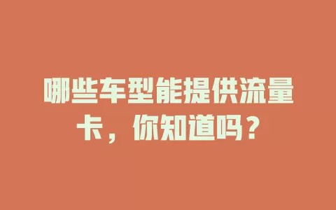 哪些车型能提供流量卡，你知道吗？