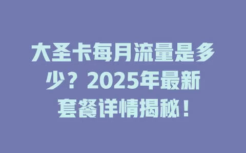 大圣卡每月流量是多少？2025年最新套餐详情揭秘！