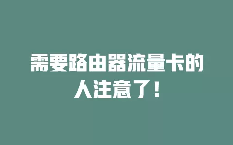 需要路由器流量卡的人注意了！