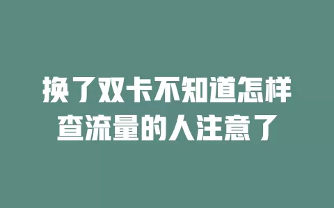 换了双卡不知道怎样查流量的人注意了