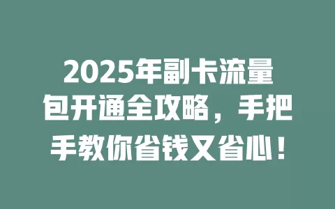 2025年副卡流量包开通全攻略，手把手教你省钱又省心！