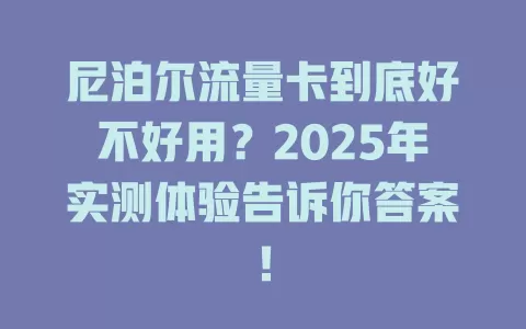 尼泊尔流量卡到底好不好用？2025年实测体验告诉你答案！