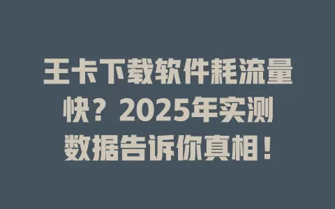 王卡下载软件耗流量快？2025年实测数据告诉你真相！