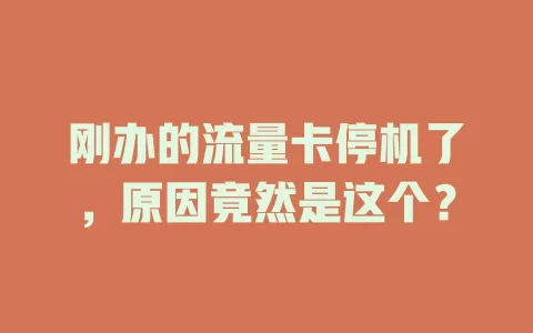 刚办的流量卡停机了，原因竟然是这个？