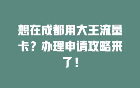想在成都用大王流量卡？办理申请攻略来了！