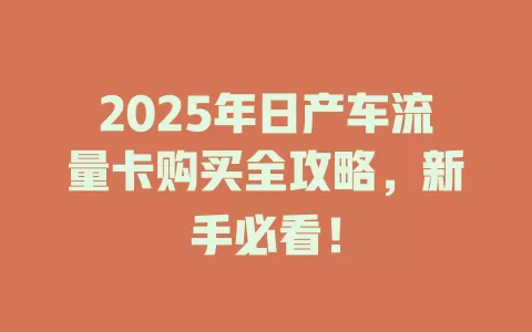 2025年日产车流量卡购买全攻略，新手必看！