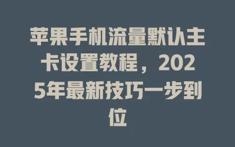 苹果手机流量默认主卡设置教程，2025年最新技巧一步到位
