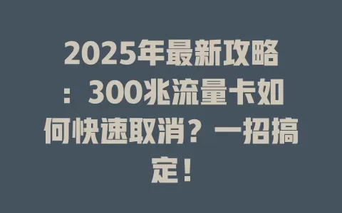 2025年最新攻略：300兆流量卡如何快速取消？一招搞定！