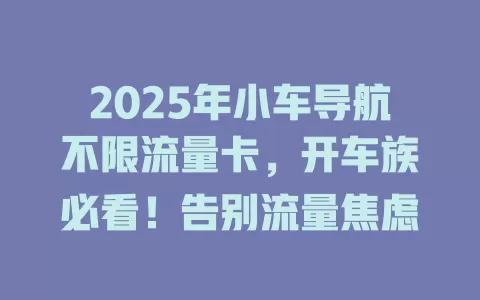 2025年小车导航不限流量卡，开车族必看！告别流量焦虑