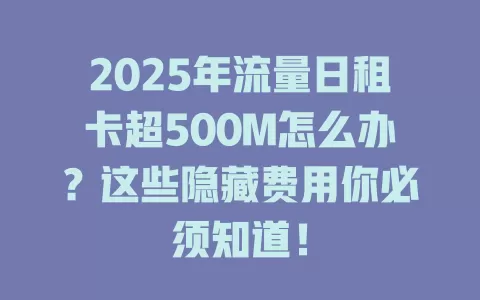 2025年流量日租卡超500M怎么办？这些隐藏费用你必须知道！