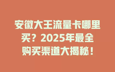 安徽大王流量卡哪里买？2025年最全购买渠道大揭秘！
