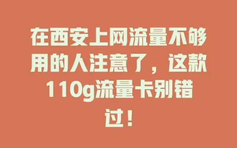 在西安上网流量不够用的人注意了，这款110g流量卡别错过！