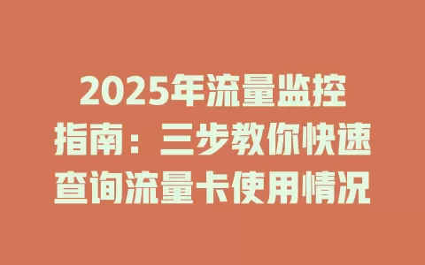 2025年流量监控指南：三步教你快速查询流量卡使用情况