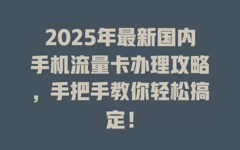 2025年最新国内手机流量卡办理攻略，手把手教你轻松搞定！
