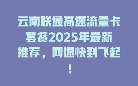 云南联通高速流量卡套餐2025年最新推荐，网速快到飞起！