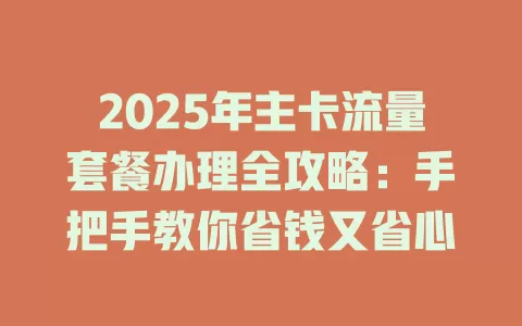 2025年主卡流量套餐办理全攻略：手把手教你省钱又省心