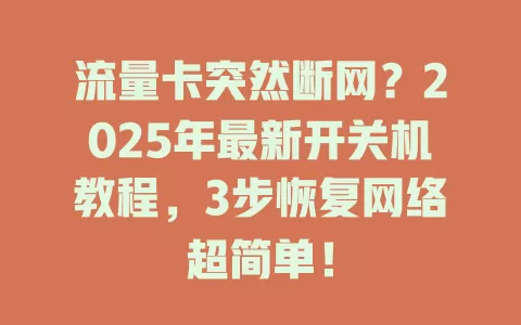 流量卡突然断网？2025年最新开关机教程，3步恢复网络超简单！