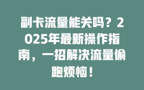 副卡流量能关吗？2025年最新操作指南，一招解决流量偷跑烦恼！