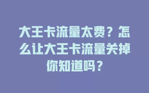 大王卡流量太费？怎么让大王卡流量关掉你知道吗？