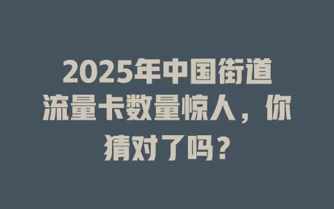 2025年中国街道流量卡数量惊人，你猜对了吗？