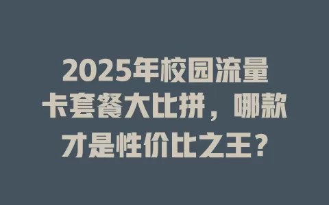2025年校园流量卡套餐大比拼，哪款才是性价比之王？