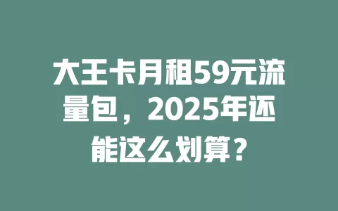 大王卡月租59元流量包，2025年还能这么划算？