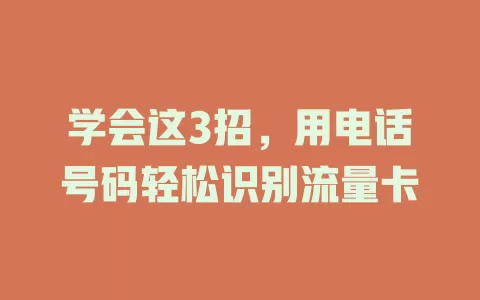 学会这3招，用电话号码轻松识别流量卡