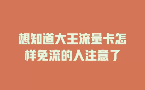想知道大王流量卡怎样免流的人注意了