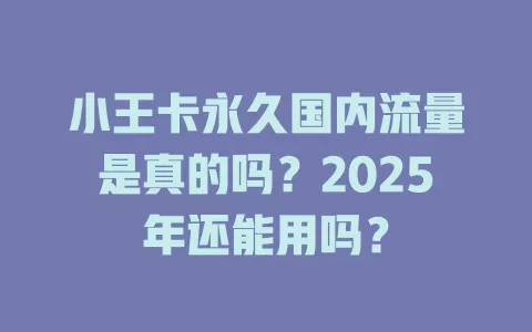 小王卡永久国内流量是真的吗？2025年还能用吗？