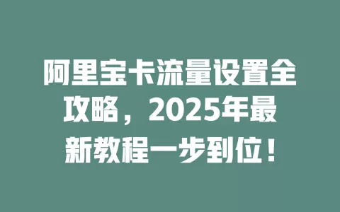阿里宝卡流量设置全攻略，2025年最新教程一步到位！