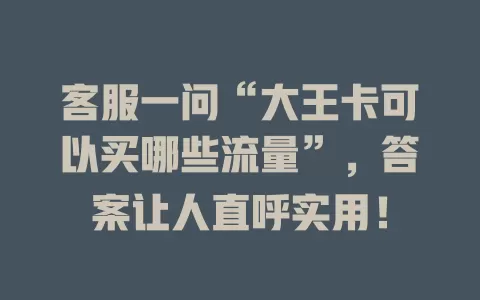 客服一问“大王卡可以买哪些流量”，答案让人直呼实用！