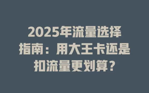 2025年流量选择指南：用大王卡还是扣流量更划算？