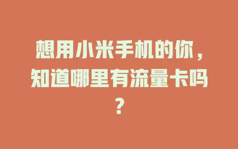 想用小米手机的你，知道哪里有流量卡吗？