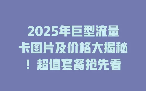 2025年巨型流量卡图片及价格大揭秘！超值套餐抢先看