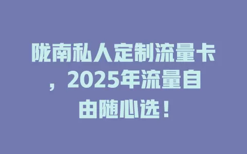 陇南私人定制流量卡，2025年流量自由随心选！
