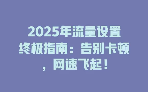 2025年流量设置终极指南：告别卡顿，网速飞起！