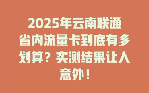 2025年云南联通省内流量卡到底有多划算？实测结果让人意外！